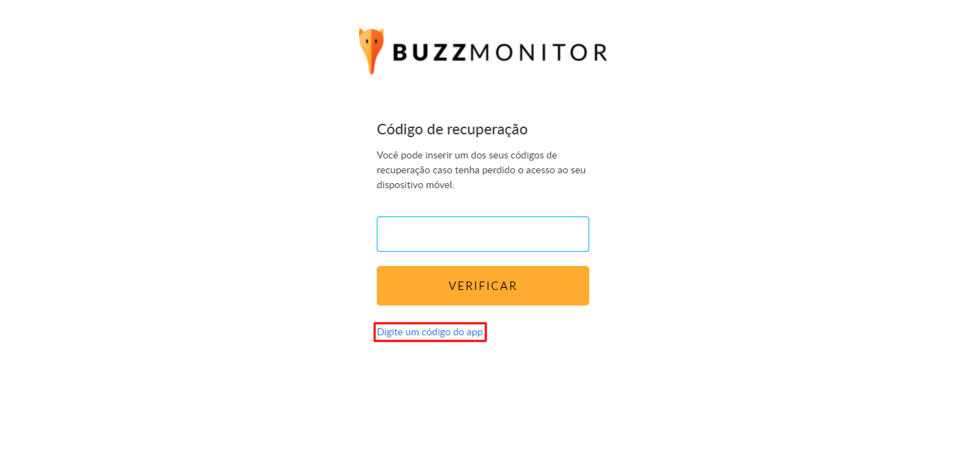 solicitação no código de recuperação da buzzmonitor