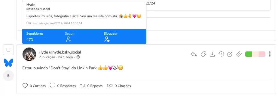 Opção bloquear no Bluesky