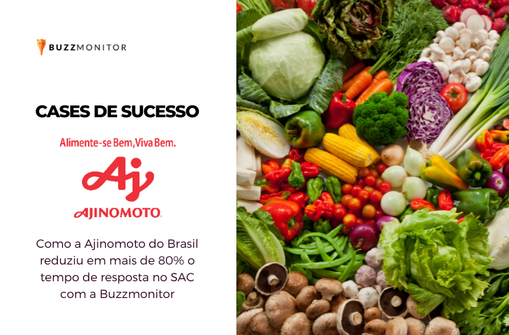 Capa com fotos de verduras e legumes e texto ao lado falando da redução de SLA em 80% da Ajinomoto.